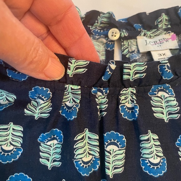 J. Crew Navy Linen/Cotton Blue Sleeveless Patterned Top, Keyhole Back, Size 3X - Picture 5 of 10